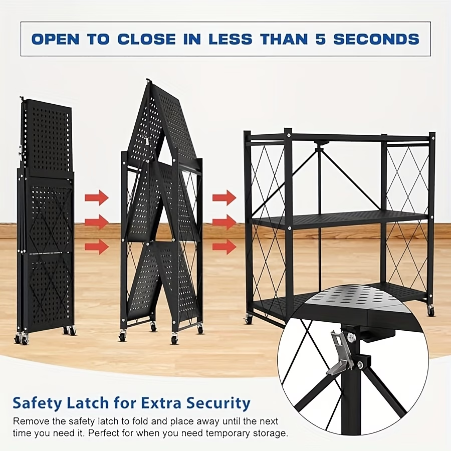 Portable folding storage rack