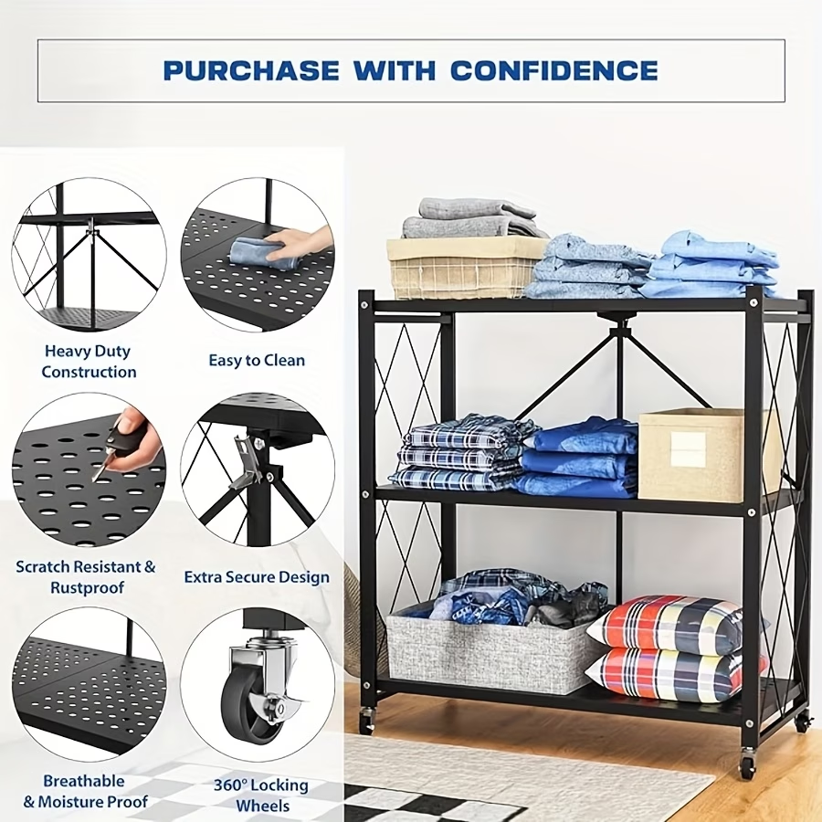 Portable folding storage rack